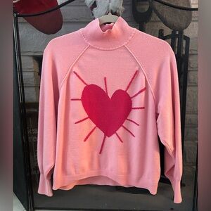 Rosenthal Pink Cowl Neck Sweater with Heart Design - Size S